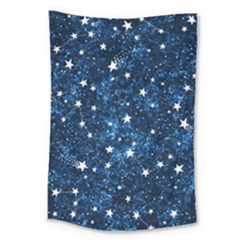 Dark Blue Stars Large Tapestry