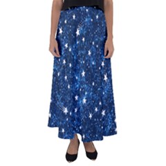 Dark Blue Stars Flared Maxi Skirt