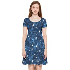 Dark Blue Stars Inside Out Cap Sleeve Dress by AnkouArts