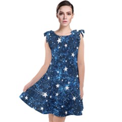 Dark Blue Stars Tie Up Tunic Dress