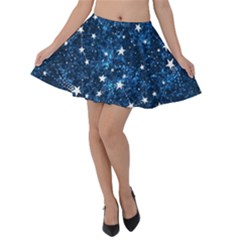 Dark Blue Stars Velvet Skater Skirt