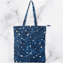 Dark Blue Stars Double Zip Up Tote Bag by AnkouArts