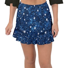 Dark Blue Stars Fishtail Mini Chiffon Skirt by AnkouArts