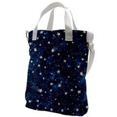 Dark Blue Stars Canvas Messenger Bag by AnkouArts