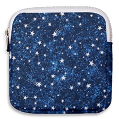 Dark Blue Stars Mini Square Pouch by AnkouArts