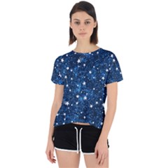 Dark Blue Stars Open Back Sport Tee by AnkouArts