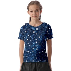 Dark Blue Stars Kids  Frill Chiffon Blouse