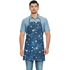 Dark Blue Stars Kitchen Apron by AnkouArts