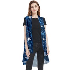 Dark Blue Stars Sleeveless Chiffon Waistcoat Shirt