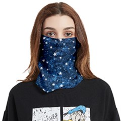 Dark Blue Stars Face Covering Bandana (two Sides) by AnkouArts