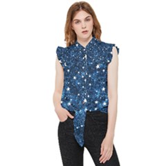 Dark Blue Stars Frill Detail Shirt