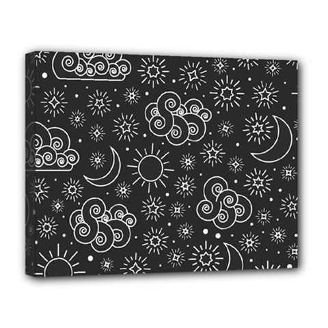 Dark Moon And Stars Canvas 14  X 11  (stretched) by AnkouArts