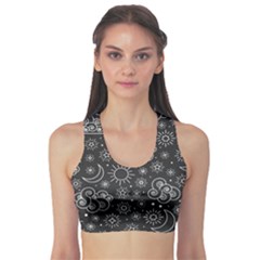 Dark Moon And Stars Sports Bra by AnkouArts