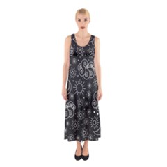 Dark Moon And Stars Sleeveless Maxi Dress by AnkouArts