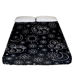 Dark Moon And Stars Fitted Sheet (california King Size) by AnkouArts