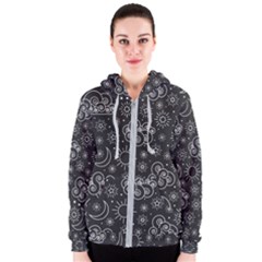 Dark Moon And Stars Women s Zipper Hoodie