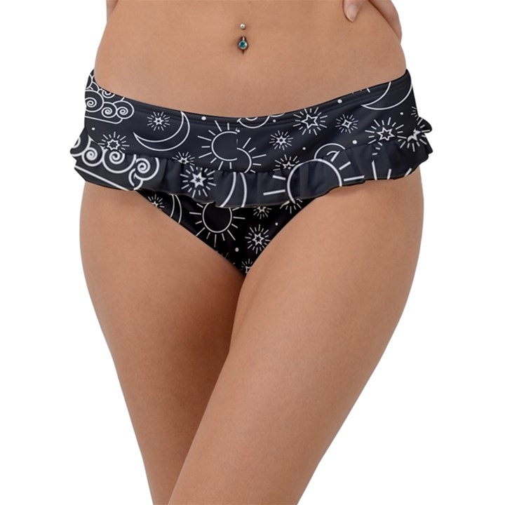 Dark Moon and Stars Frill Bikini Bottom