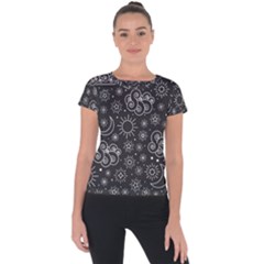 Dark Moon And Stars Short Sleeve Sports Top  by AnkouArts