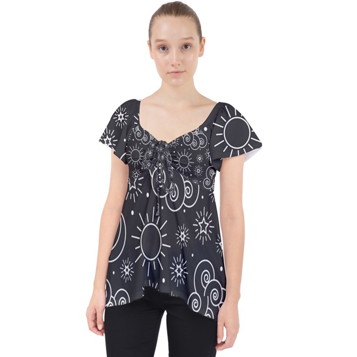 Dark Moon and Stars Lace Front Dolly Top