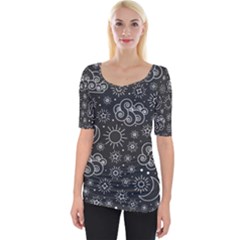 Dark Moon And Stars Wide Neckline Tee