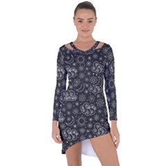 Dark Moon And Stars Asymmetric Cut-out Shift Dress