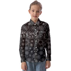 Dark Moon And Stars Kids  Long Sleeve Shirt