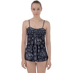 Dark Moon And Stars Babydoll Tankini Set by AnkouArts