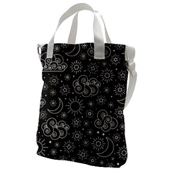 Dark Moon And Stars Canvas Messenger Bag by AnkouArts