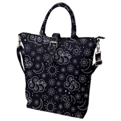 Dark Moon And Stars Buckle Top Tote Bag by AnkouArts