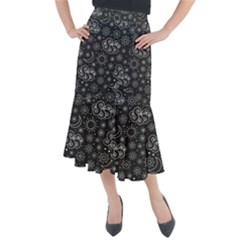 Dark Moon And Stars Midi Mermaid Skirt by AnkouArts