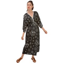 Dark Moon And Stars Grecian Style  Maxi Dress by AnkouArts