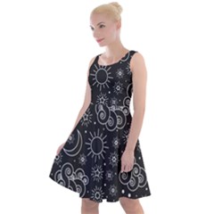 Dark Moon And Stars Knee Length Skater Dress