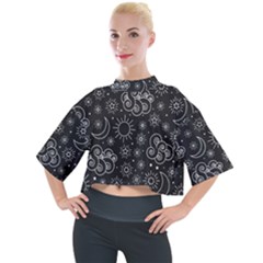 Dark Moon And Stars Mock Neck Tee by AnkouArts