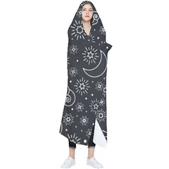 Dark Moon And Stars Wearable Blanket