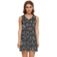 Dark Moon And Stars Tiered Sleeveless Mini Dress