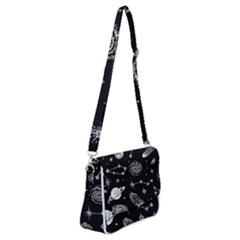 Dark Stars And Planets Shoulder Bag With Back Zipper by AnkouArts