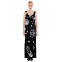 Dark Stars And Planets Thigh Split Maxi Dress by AnkouArts