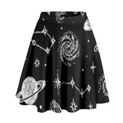 Dark Stars And Planets High Waist Skirt by AnkouArts