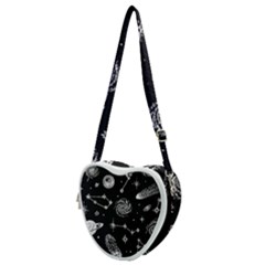 Dark Stars And Planets Heart Shoulder Bag