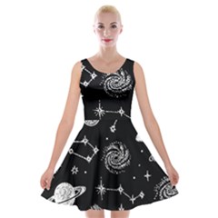 Dark Stars And Planets Velvet Skater Dress