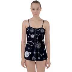 Dark Stars And Planets Babydoll Tankini Set by AnkouArts