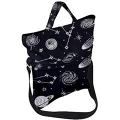 Dark Stars And Planets Fold Over Handle Tote Bag