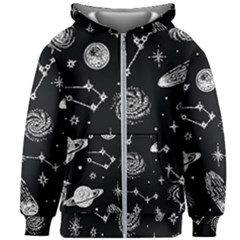 Dark Stars And Planets Kids  Zipper Hoodie Without Drawstring