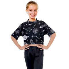 Dark Stars And Planets Kids Mock Neck Tee