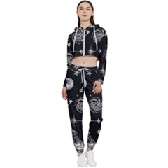 Dark Stars And Planets Cropped Zip Up Lounge Set