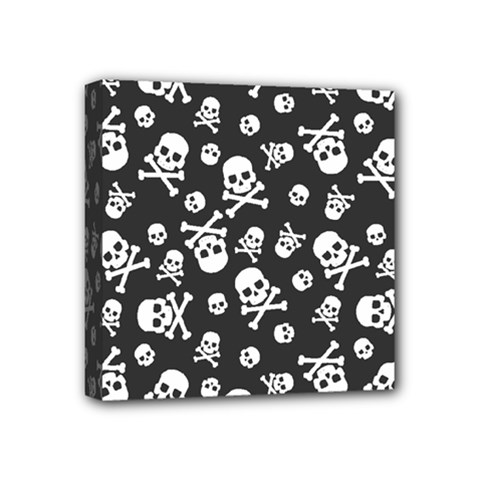 Skull And Cross Bone On Black Background Mini Canvas 4  X 4  (stretched) by AnkouArts