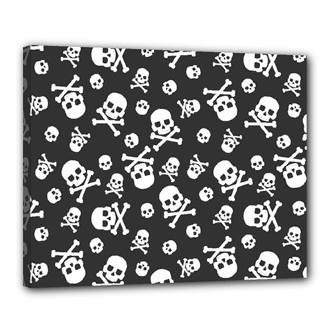 Skull And Cross Bone On Black Background Canvas 20  X 16  (stretched)