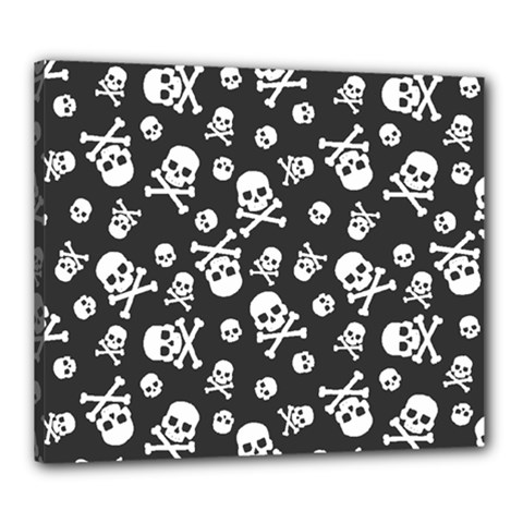 Skull And Cross Bone On Black Background Canvas 24  X 20  (stretched) by AnkouArts