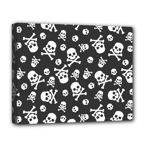 Skull And Cross Bone On Black Background Deluxe Canvas 20  X 16  (stretched)