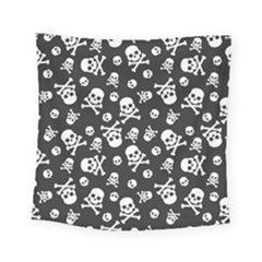 Skull And Cross Bone On Black Background Square Tapestry (small)